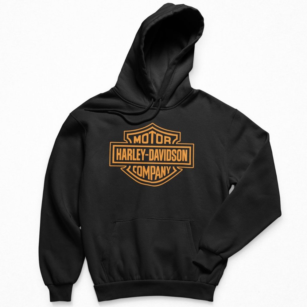 NEW Harley Davidson Big Logo Fleece Pullover Hoodie BLACK